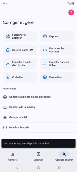 Vos contacts vont être enregistrés sur votre compte Google et dans votre téléphone lors de la prochaine synchronisation de Google.