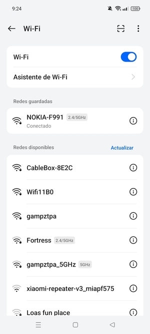 Ahora está conectado a la red Wi-Fi