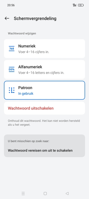 Uw telefoon is nu beveiligd met een schermvergrendeling