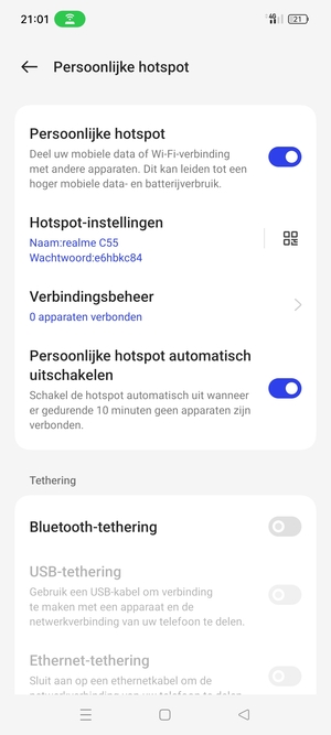 Uw telefoon is nu geïnstalleerd voor gebruik als modem