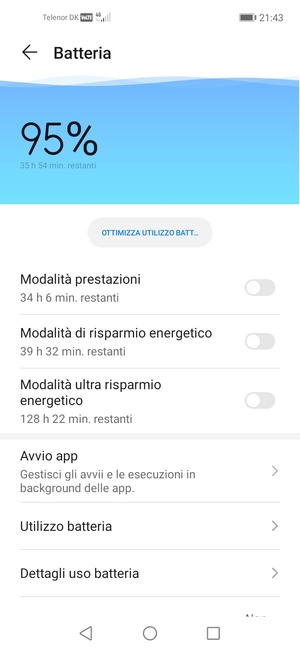 Per abilitare Ultra risparmio energetico, attiva Modalità ultra risparmio energetico