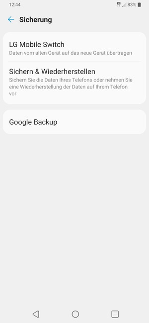 Wählen Sie Google Backup