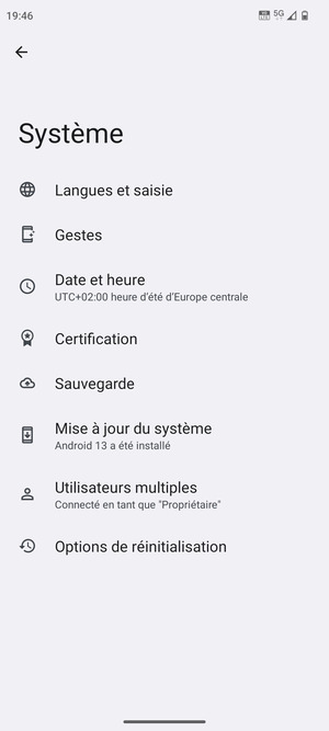 Sélectionnez Mise à jour du système