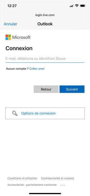 Saisissez votre adresse e-mail et sélectionnez Suivant