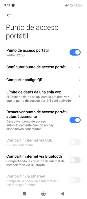 El teléfono ha sido configurado para su uso como módem