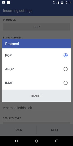 Select POP  or IMAP 