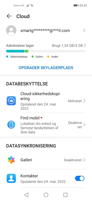 Vælg Cloud-sikkerhedskopiering