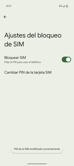 Su PIN de la SIM ha sido cambiado