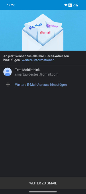 Wählen Sie WEITER ZU GMAIL