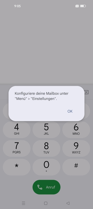 Falls Ihre Voicemail nicht eingerichtet ist, wählen Sie OK