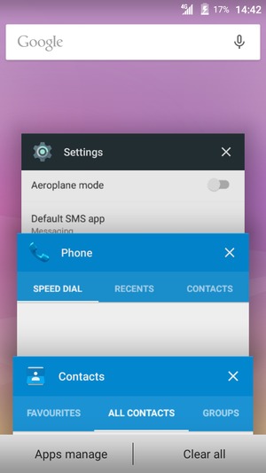 Select Clear all to close all running apps