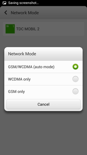 Select GSM only to enable 2G and GSM/WCDMA (auto mode) to enable 2G/3G