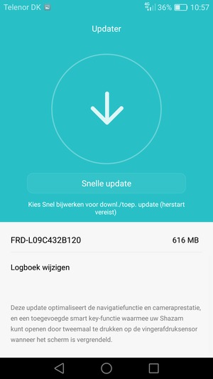 Als uw telefoon niet up-to-date is, selecteer Snelle update