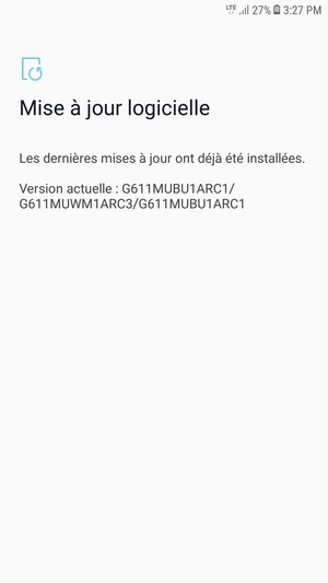 Si votre téléphone est à jour, vous verrez l'écran suivant
