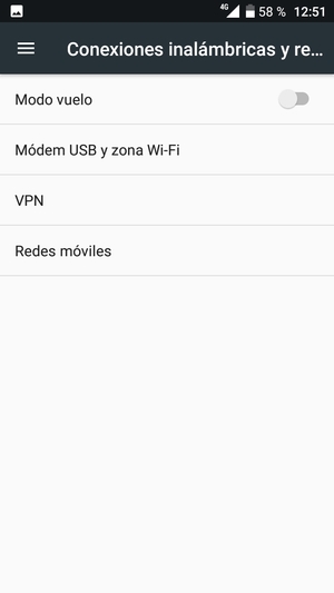 Seleccione Módem USB y zona Wi-Fi