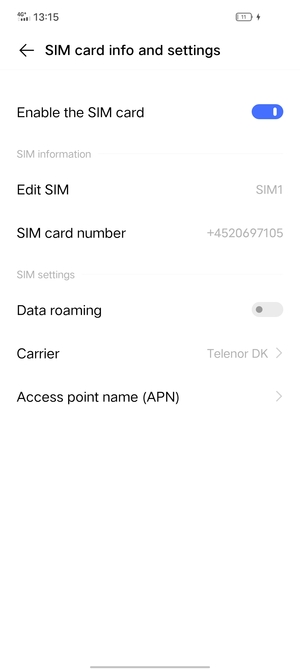 Select Access point name (APN)