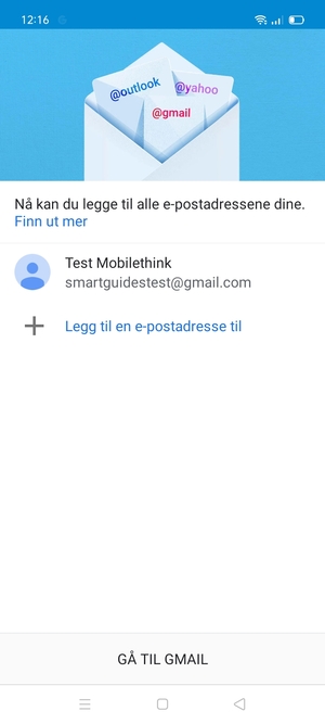 Velg GÅ TIL GMAIL