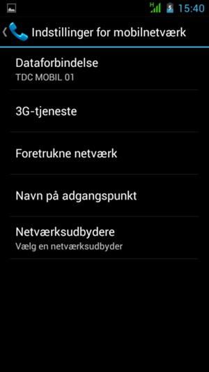 Vælg 3G-tjeneste