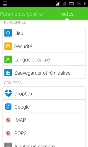 Faites défiler et sélectionnez Google