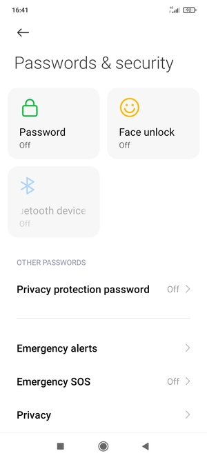 Scroll to and select Privacy