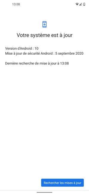 Si votre téléphone est à jour, vous verrez l'écran suivant