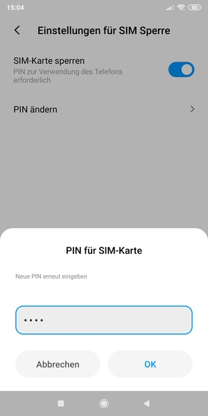 Bestätigen Sie Ihre neue PIN für die SIM-Karte und wählen Sie OK