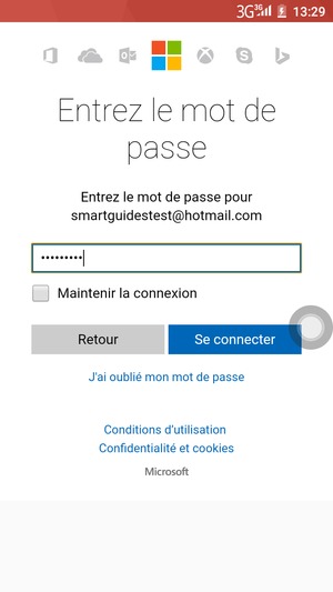 Saisissez votre mot de passe et sélectionnez Se connecter