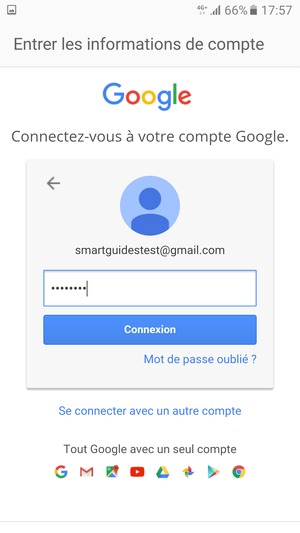Saisissez votre mot de passe Gmail et sélectionnez Connexion