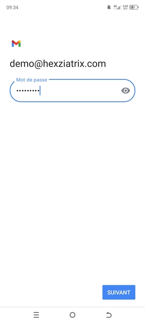 Saisissez votre Mot de passe et sélectionnez SUIVANT