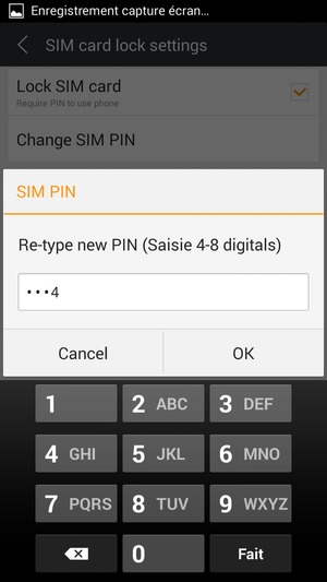 Veuillez confirmer votre nouveau Code PIN SIM et sélectionner OK