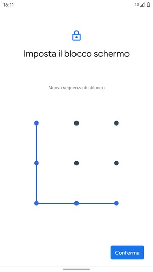 Disegna nuovamente la sequenza di sblocco e seleziona Conferma