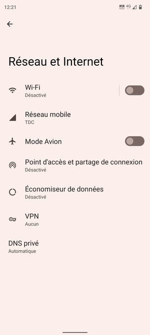 Sélectionnez Point d'accès et partage de connexion