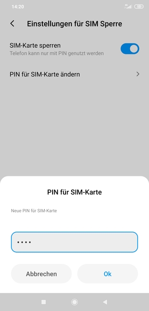 Geben Sie Ihre Neue PIN für SIM-Karte ein und wählen Sie Ok