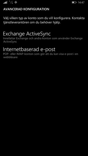 Välj Exchange ActiveSync
