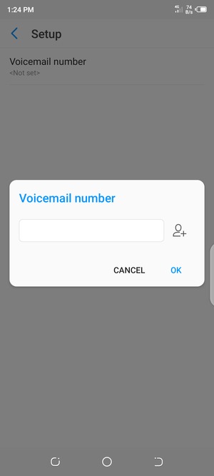 Enter the Voicemail number and select OK