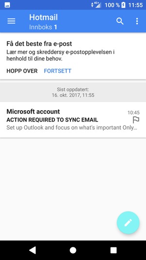 Hotmail er klar til bruk