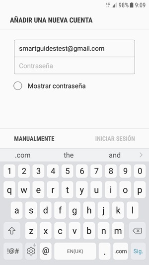 Introduzca su dirección de Gmail y seleccione Sig.