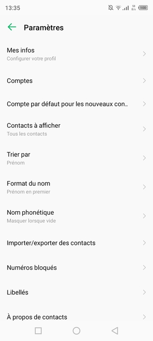 Sélectionnez Importer/exporter des contacts