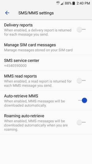 Select SIM SMS center / SMS service center