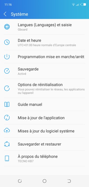 Sélectionnez Mise à jour du logiciel système