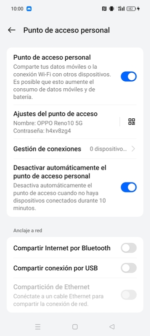 El teléfono ha sido configurado para su uso como módem