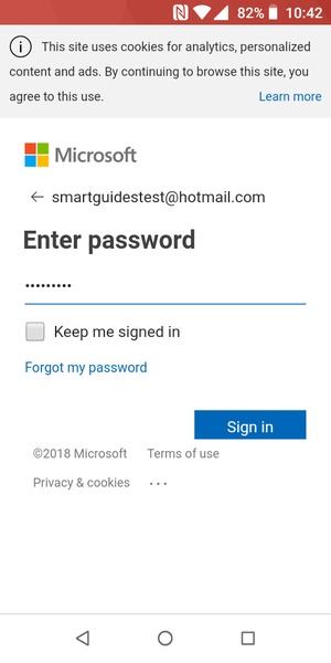 Enter your Hotmail password and select Sign in