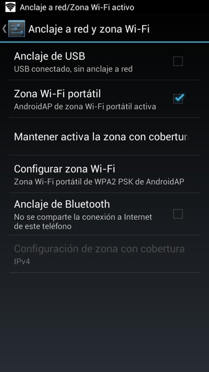 El teléfono ha sido configurado para su uso como módem