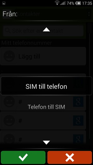 Välj SIM till telefon och OK