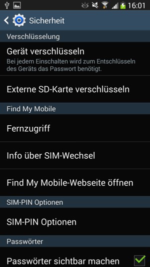 Wählen Sie SIM-PIN Optionen