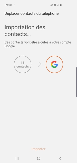 Vos contacts vont être enregistrés sur votre compte Google et dans votre téléphone lors de la prochaine synchronisation de Google.