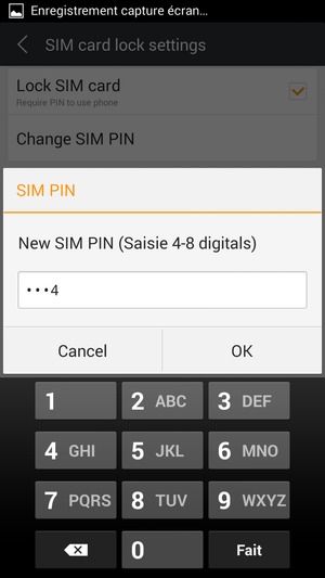 Saisissez votre Nouveau code PIN SIM et sélectionnez OK