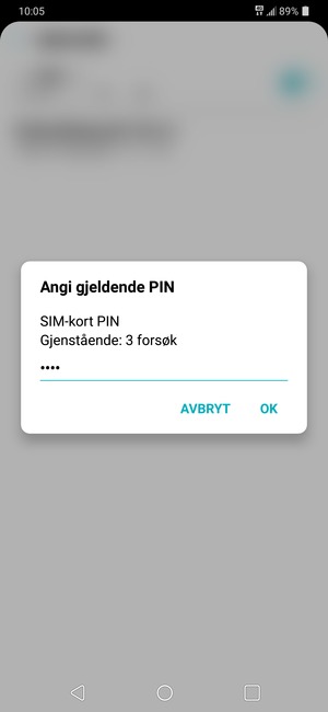 Skriv inn Gjeldende SIM-kort PIN og velg OK