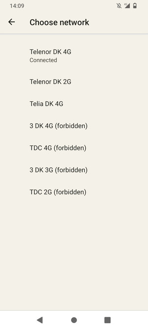 Select a network operator from the list