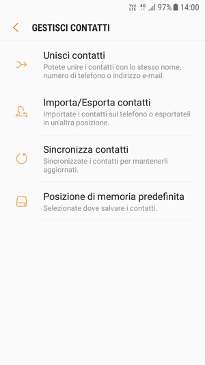 Seleziona Importa/Esporta contatti